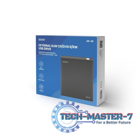 Zewnętrzny napęd - nagrywarka typu SLIM CD/DVD R/RW - USB SAVIO AK-43 Zewnętrzny napęd - nagrywarka typu SLIM CD/DVD R/RW - USB SAVIO AK-43