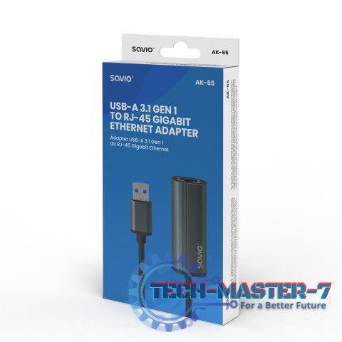 Adapter USB-A 3.1 Gen 1 do RJ-45 gigabit Ethernet, AK-55 Adapter USB-A 3.1 Gen 1 do RJ-45 gigabit Ethernet, AK-55