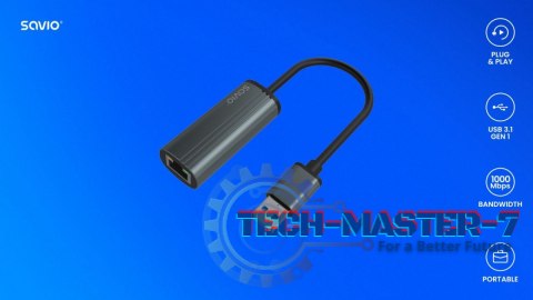 Adapter USB-A 3.1 Gen 1 do RJ-45 gigabit Ethernet, AK-55 Adapter USB-A 3.1 Gen 1 do RJ-45 gigabit Ethernet, AK-55