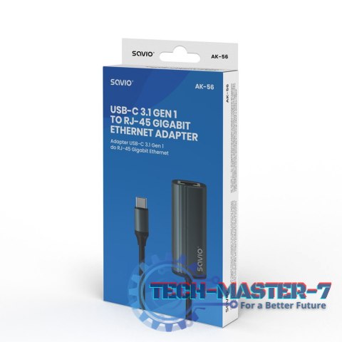 Adapter USB-C 3.1 Gen 1 do RJ-45 Gigabit Ethernet, AK-56 Adapter USB-C 3.1 Gen 1 do RJ-45 Gigabit Ethernet, AK-56