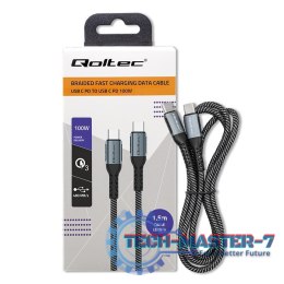 Kabel USB 2.0 typ C | USB 2.0 typ C 100W | QC 3.0| PD | 1.5m | Czarny