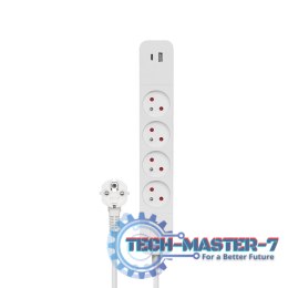 Listwa zasilająca przeciwprzepięciowa 4 gniazda USB-A i USB-C, 1.5m, LZ-11