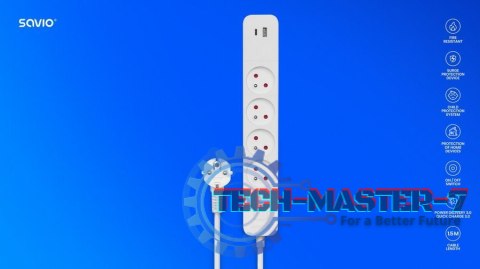 Listwa zasilająca przeciwprzepięciowa 4 gniazda USB-A i USB-C, 1.5m, LZ-11 Listwa zasilająca przeciwprzepięciowa 4 gniazda USB-A i USB-C, 1.5m, LZ-11