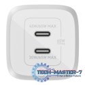 Podwójna ładowarka ścienna USB-C GaN z PPS 65 W Biała