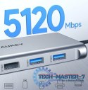 CB-C89 aluminiowy Hub USB-C | 10w1 | RJ45 Ethernet 10/100/1000Mbps | 4xUSB | HDMI 4k@30Hz | SD i microSD | USB-C Power Delivery 