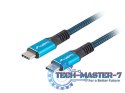 Kabel USB-C M/M USB4 0.5m 100W 8K 60HZ czarno-niebieski