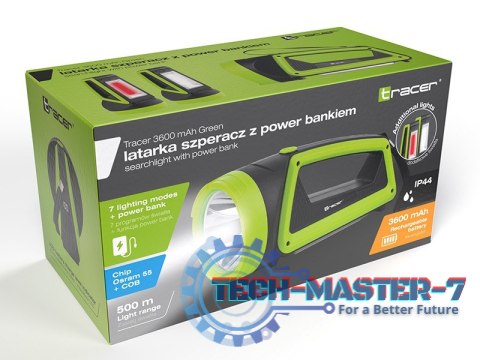 Latarka szperacz 3600 mAh zielona z power bankiem Latarka szperacz 3600 mAh zielona z power bankiem