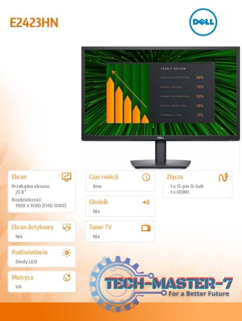 Monitor E2423HN 23,8 cali VA LED Full HD (1920x1080)/16:9/HDMI/VGA/3Y AES Monitor E2423HN 23,8 cali VA LED Full HD (1920x1080)/16:9/HDMI/VGA/3Y AES