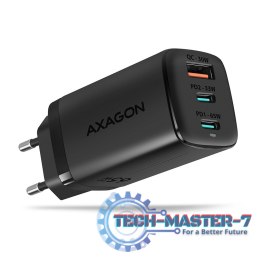 ACU-DPQ65 Ładowarka sieciowa, GaN 65W, 3x port (USB-A + dual USB-C), PD3.0/QC4+/PPS/Apple, czarna