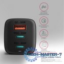 ACU-DPQ65 Ładowarka sieciowa, GaN 65W, 3x port (USB-A + dual USB-C), PD3.0/QC4+/PPS/Apple, czarna