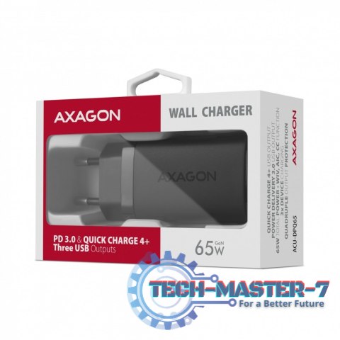 ACU-DPQ65 Ładowarka sieciowa, GaN 65W, 3x port (USB-A + dual USB-C), PD3.0/QC4+/PPS/Apple, czarna ACU-DPQ65 Ładowarka sieciowa, GaN 65W, 3x port (USB-A + dual USB-C), PD3.0/QC4+/PPS/Apple, czarna