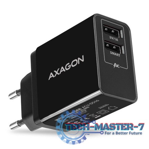 ACU-DS16 Ładowarka sieciowa, SMART 16W, 2x port USB-A, 5V/2.2A + 5V/1A ACU-DS16 Ładowarka sieciowa, SMART 16W, 2x port USB-A, 5V/2.2A + 5V/1A