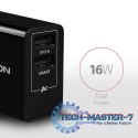 ACU-DS16 Ładowarka sieciowa, SMART 16W, 2x port USB-A, 5V/2.2A + 5V/1A