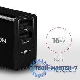 ACU-DS16 Ładowarka sieciowa, SMART 16W, 2x port USB-A, 5V/2.2A + 5V/1A