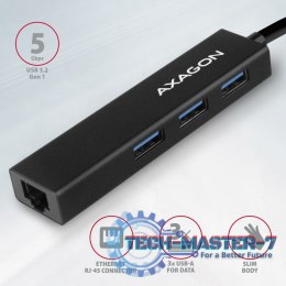 HMA-GL3A Wieloportowy hub USB 4in1, 5Gbps, 3x USB-A + GLAN, metalowy, 20cm USB-A kabel