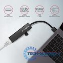 HMA-GL3A Wieloportowy hub USB 4in1, 5Gbps, 3x USB-A + GLAN, metalowy, 20cm USB-A kabel