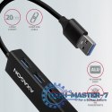 HMA-GL3A Wieloportowy hub USB 4in1, 5Gbps, 3x USB-A + GLAN, metalowy, 20cm USB-A kabel