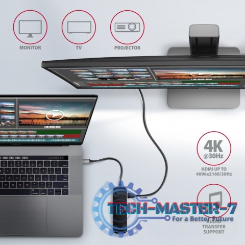 HMC-6GL Wieloportowy hub USB 6in1, 5Gbps, 3x USB-A, HDMI 4K/30Hz, GLAN, PD 100W, 20cm USB-C kabel HMC-6GL Wieloportowy hub USB 6in1, 5Gbps, 3x USB-A, HDMI 4K/30Hz, GLAN, PD 100W, 20cm USB-C kabel
