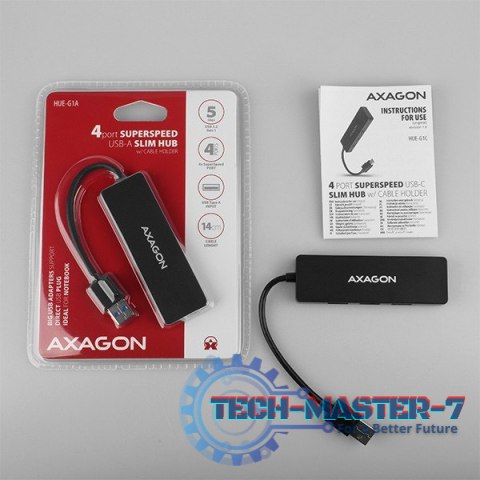 HUE-G1A Hub 4-portowy USB 3.2 Gen 1 SLIM, kabel Type-A 14cm HUE-G1A Hub 4-portowy USB 3.2 Gen 1 SLIM, kabel Type-A 14cm