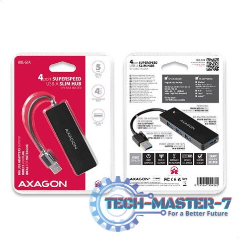 HUE-G1A Hub 4-portowy USB 3.2 Gen 1 SLIM, kabel Type-A 14cm HUE-G1A Hub 4-portowy USB 3.2 Gen 1 SLIM, kabel Type-A 14cm