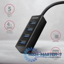 HUE-M1C Hub 4-portowy Mini metalowy USB 3.2 Gen 1, 20cm USB-C kabel