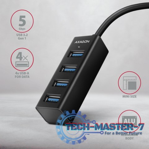 HUE-M1C Hub 4-portowy Mini metalowy USB 3.2 Gen 1, 20cm USB-C kabel HUE-M1C Hub 4-portowy Mini metalowy USB 3.2 Gen 1, 20cm USB-C kabel