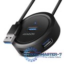HUE-P1A Hub 4-portowy USB 3.2 Gen 1 round, 30cm USB-A kabel, microUSB dodatkowe zasilanie