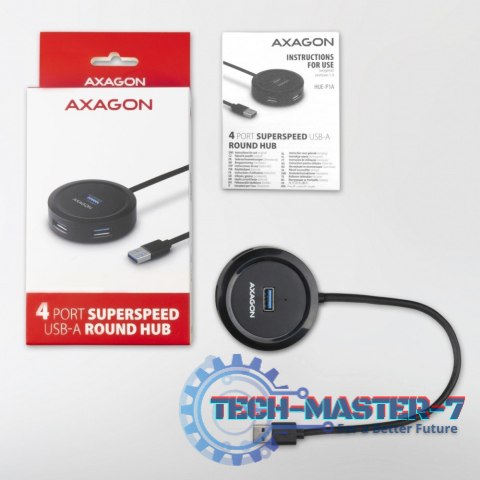 HUE-P1A Hub 4-portowy USB 3.2 Gen 1 round, 30cm USB-A kabel, microUSB dodatkowe zasilanie HUE-P1A Hub 4-portowy USB 3.2 Gen 1 round, 30cm USB-A kabel, microUSB dodatkowe zasilanie