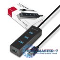 HUE-S2BL Hub 4-portowy USB 3.2 Gen 1 charging hub, 1.2m kabel, microUSB dodatkowe zasilanie