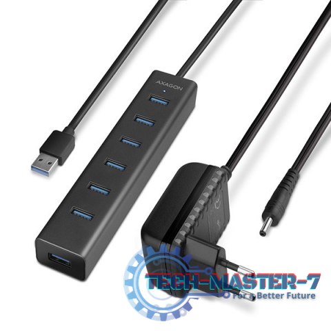HUE-SA7BP Hub 7-portowy USB 3.2 GEN 1 aluminum charging hub, AC adapter HUE-SA7BP Hub 7-portowy USB 3.2 GEN 1 aluminum charging hub, AC adapter