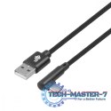 Kabel USB-USB C 1.5m kątowy, czarny sznurek