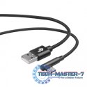 Kabel USB-USB C 1.5m kątowy, czarny sznurek