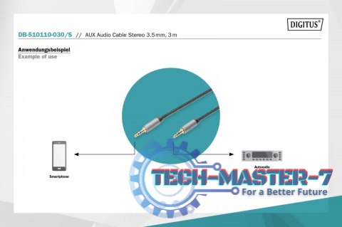Kabel połączeniowy audio MiniJack Stereo Typ 3.5mm/3.5mm M/M nylon 3m Kabel połączeniowy audio MiniJack Stereo Typ 3.5mm/3.5mm M/M nylon 3m