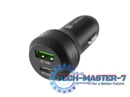 Ładowarka samochodowa Coney 1x USB 1x USB-C QC 3.0 48W Czarna
