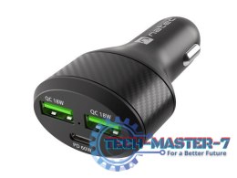 Ładowarka samochodowa Coney 2x USB 1x USB-C QC 3.0 Power Delivery 84W Czarna