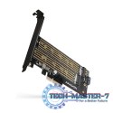 PCEM2-D Adapter wewnętrzny PCIe x4, 1x M.2 NVMe M-key + 1x SATA B-key slot, SP & LP