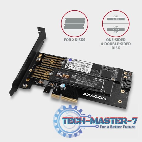 PCEM2-D Adapter wewnętrzny PCIe x4, 1x M.2 NVMe M-key + 1x SATA B-key slot, SP & LP PCEM2-D Adapter wewnętrzny PCIe x4, 1x M.2 NVMe M-key + 1x SATA B-key slot, SP & LP