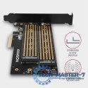 PCEM2-D Adapter wewnętrzny PCIe x4, 1x M.2 NVMe M-key + 1x SATA B-key slot, SP & LP