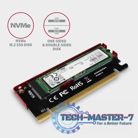 PCEM2-S Adapter wewnętrzny PCIe x16, 1x M.2 NVMe M-key slot aluminiowa osłona PCEM2-S Adapter wewnętrzny PCIe x16, 1x M.2 NVMe M-key slot aluminiowa osłona