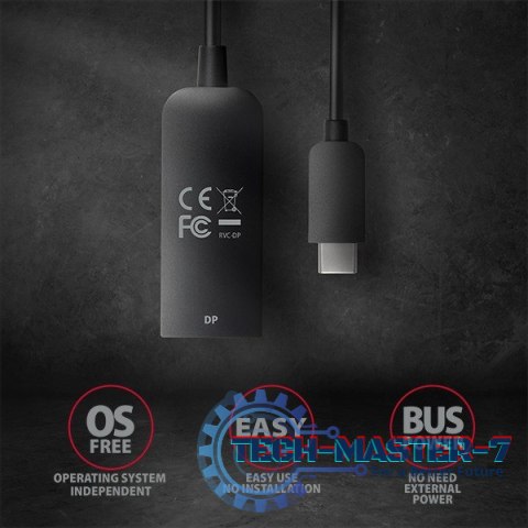 RVC-DP Konwerter/adapter USB-C -> DisplayPort, 4K/60Hz RVC-DP Konwerter/adapter USB-C -> DisplayPort, 4K/60Hz