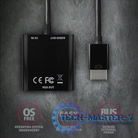 RVH-VGAN Adapter aktywny HDMI -> VGA FullHD, wyjście audio, micro USB złącze zasilania RVH-VGAN Adapter aktywny HDMI -> VGA FullHD, wyjście audio, micro USB złącze zasilania