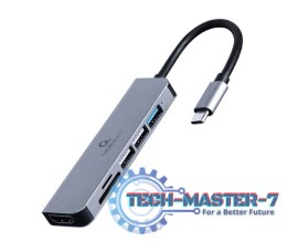 Adapter wieloportowy USB-C 6w1, HDMI, USB 3.1, USB 2.0x2, czytnik kart