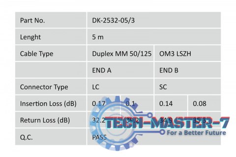 Patchcord światłowodowy FO LC-SC MM 50/125 OM3 duplex LSOH 5m Patchcord światłowodowy FO LC-SC MM 50/125 OM3 duplex LSOH 5m