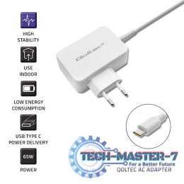 Zasilacz sieciowy 65W | 5-20.3V | 2-3.25A | USB typ C | PD | Biały