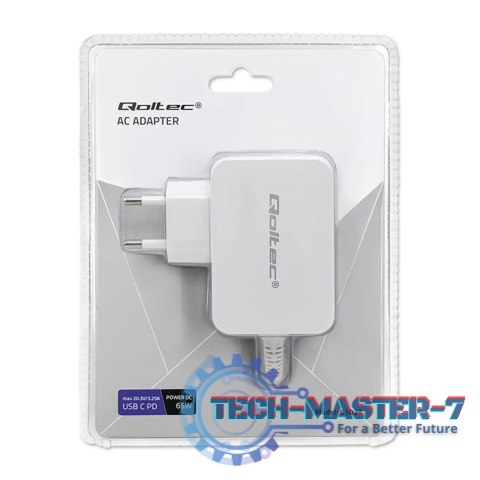 Zasilacz sieciowy 65W | 5-20.3V | 2-3.25A | USB typ C | PD | Biały Zasilacz sieciowy 65W | 5-20.3V | 2-3.25A | USB typ C | PD | Biały