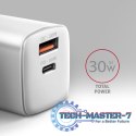 ACU-PQ30W Ładowarka sieciowa PD & QC 30W, QC3.0,4.0/AFC/FCP/PPS/Apple Biała