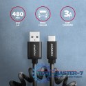 BUCM-AM10TB Kabel Twister USB-C - USB-A, 0,6m, USB 2.0, 2.4A, ALU, PVC Czarny
