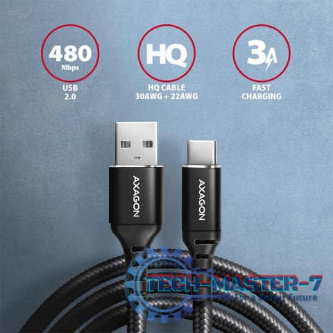 BUCM-AM15AB Kabel USB-C - USB-A, 1.5m, USB 2.0, 3A, ALU, oplot, Czarny BUCM-AM15AB Kabel USB-C - USB-A, 1.5m, USB 2.0, 3A, ALU, oplot, Czarny