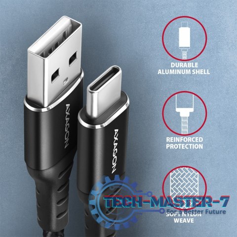 BUCM-AM15AB Kabel USB-C - USB-A, 1.5m, USB 2.0, 3A, ALU, oplot, Czarny BUCM-AM15AB Kabel USB-C - USB-A, 1.5m, USB 2.0, 3A, ALU, oplot, Czarny