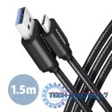 BUCM3-AM15AB Kabel USB-C - USB-A, 1.5m, USB 3.2 Gen 1 3A, ALU, oplot, czarny